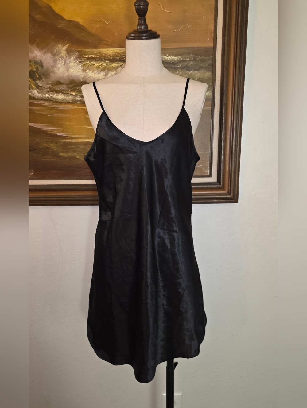 Vintage 1990s Black Scoop Neck & Back Slipdress Intimate Moods